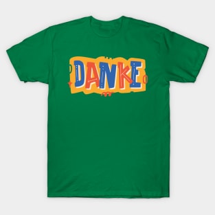 Colorful Retro Danke Word pattern T-Shirt